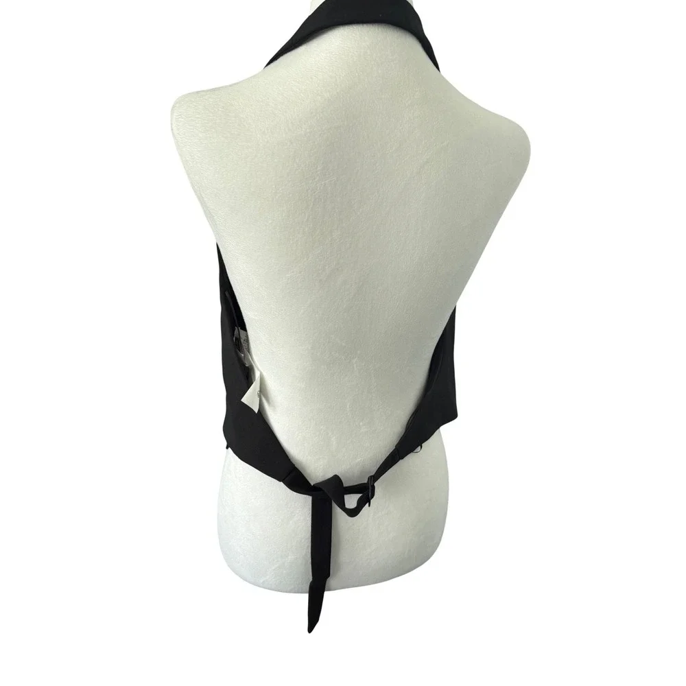 Zara Halter Neck Waistcoat Vest Black Wool Blend 7926/446/800 NWT Size L - Picture 5 of 10